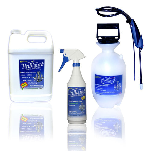 Brillianté Crystal Cleaner Gallon Tank Sprayer + Spray Bottle + Gallon Refill Bottle Package