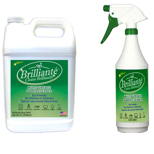 Brilliante Crystal Maulti - Surface Cleaner Spray Bottle + 1 Gallon Refill Bottle